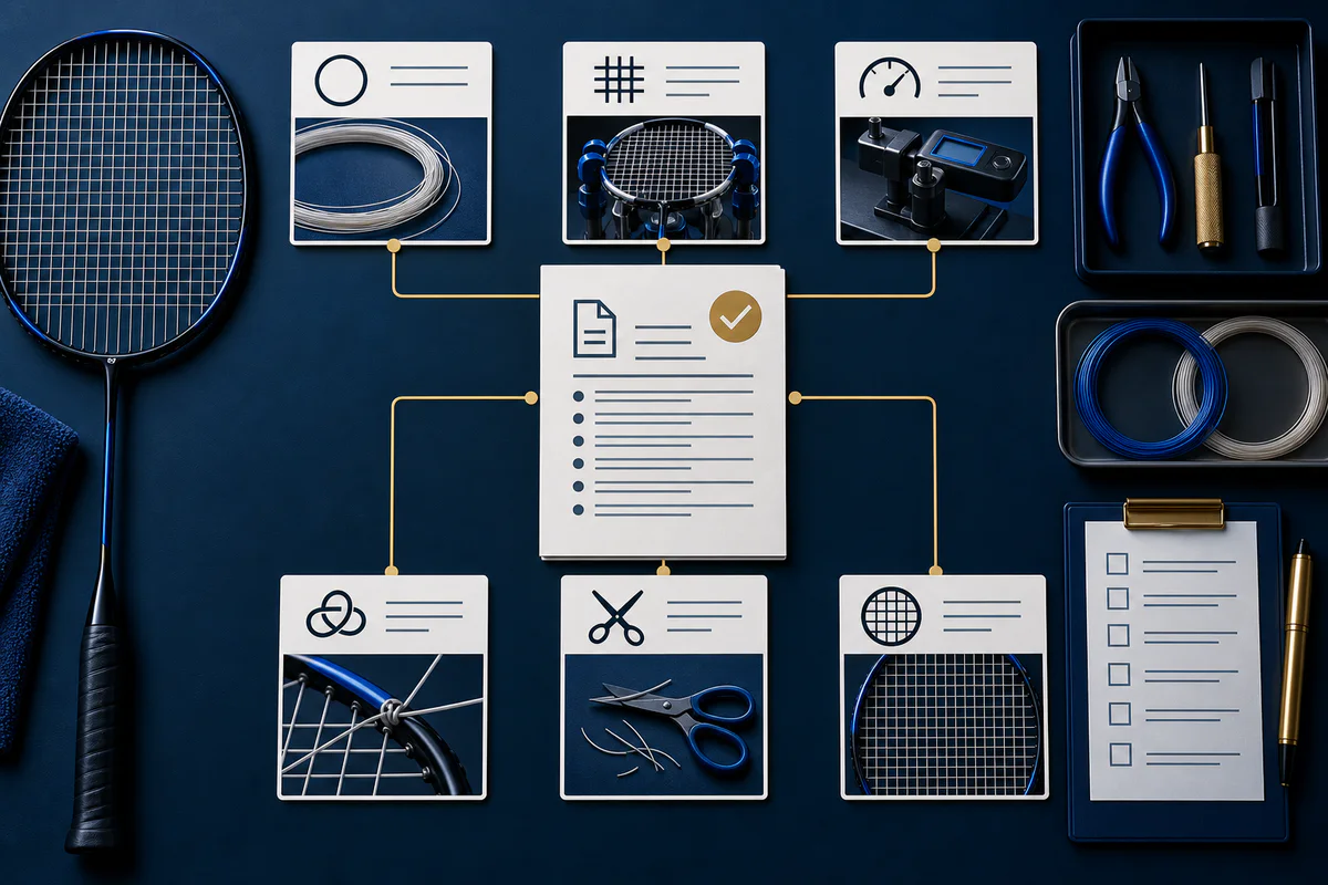 Top-down criteria document mapped to badminton stringing practice stations