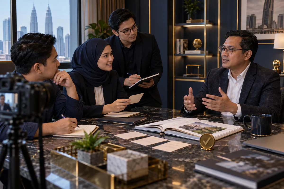 Pasukan editorial Asia Tenggara menemu bual pakar dengan kad soalan dan bahan sumber