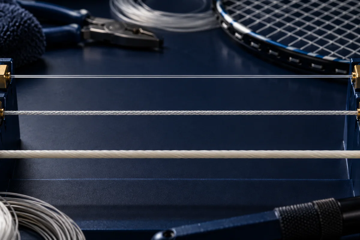 Macro editorial comparison of badminton string construction and gauge