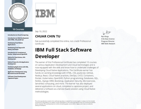 IBM Full Stack Software Developer (Specialization) Singapore Professional IT