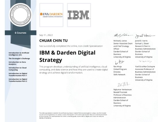 IBM & Darden Digital Strategy Eric Chuar Singapore Data Analytics Professional