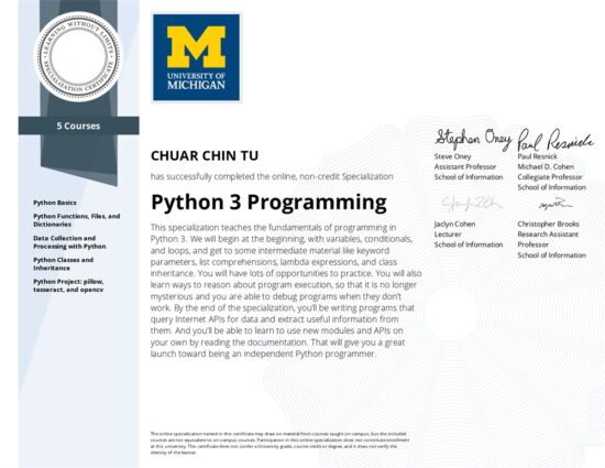 Python 3 Programming Specialization